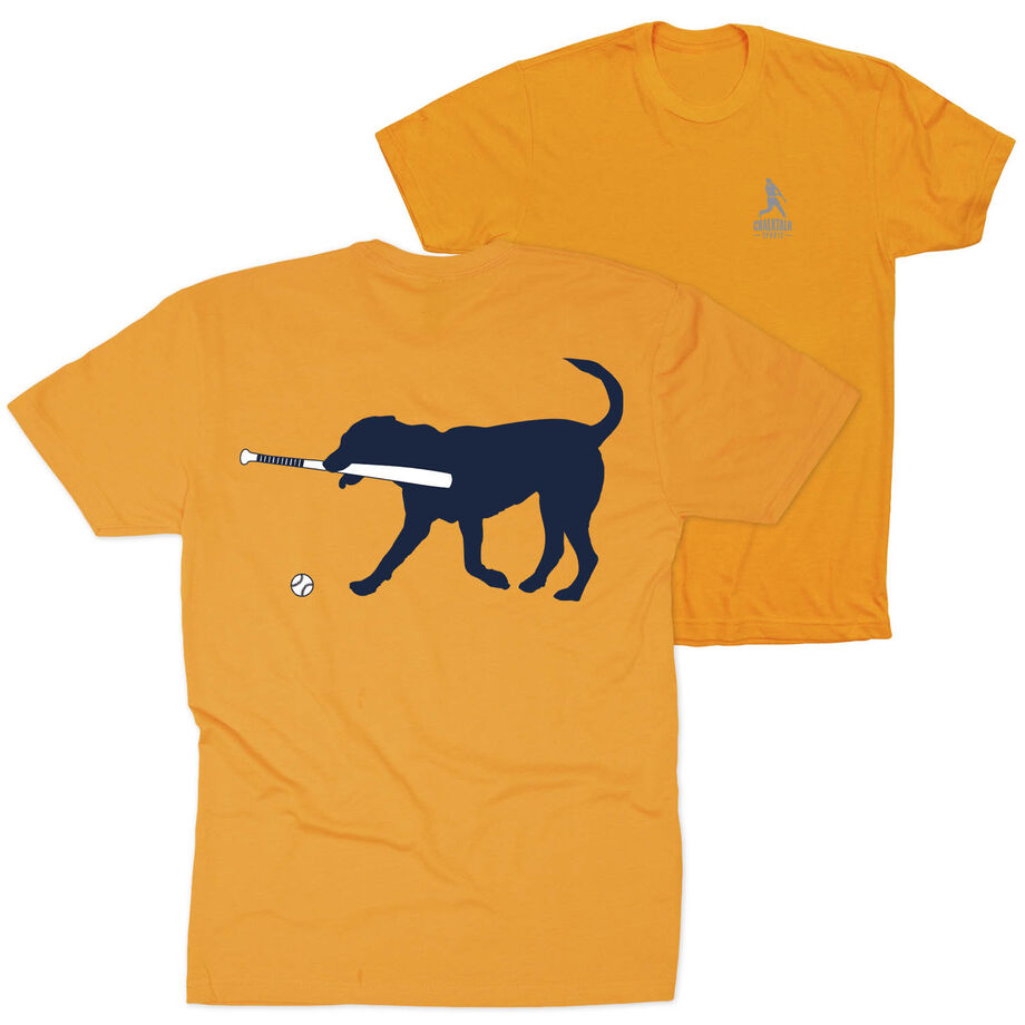 Baseball Short Sleeve T-Shirt - Navy Baseball Dog (Back Design)