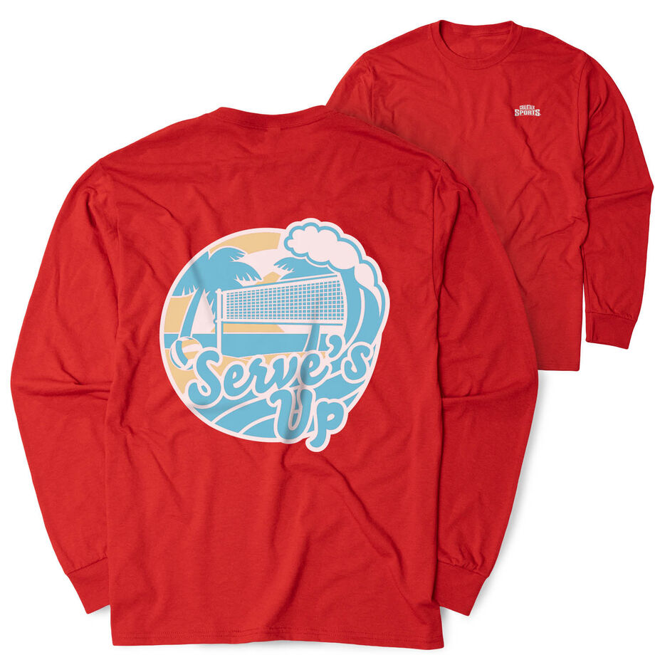 Volleyball Tshirt Long Sleeve - Serve's Up (Back Design)