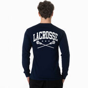 Guys Lacrosse Tshirt Long Sleeve - Crossed Sticks (Back Design)