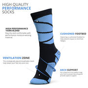 Basketball Woven Mid-Calf Socks - Ball Wrap (Black/Carolina Blue)