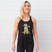 Girls Lacrosse Flowy Racerback Tank Top - Chase The Lax Dog