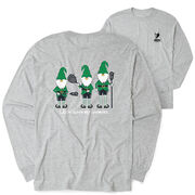 Guys Lacrosse Tshirt Long Sleeve - Laxin' With My Gnomies (Back Design)