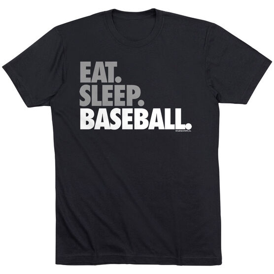 Baseball Tshirt Short Sleeve Eat Sleep Baseball Bold Text