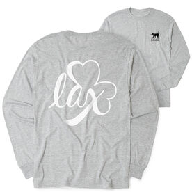 Girls Lacrosse Tshirt Long Sleeve - Lax Shamrock (Back Design)