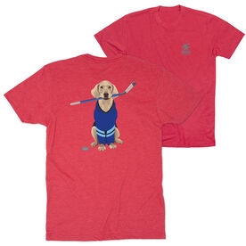 Hockey Short Sleeve T-Shirt - Puck The Hockey Dog (Back Design)