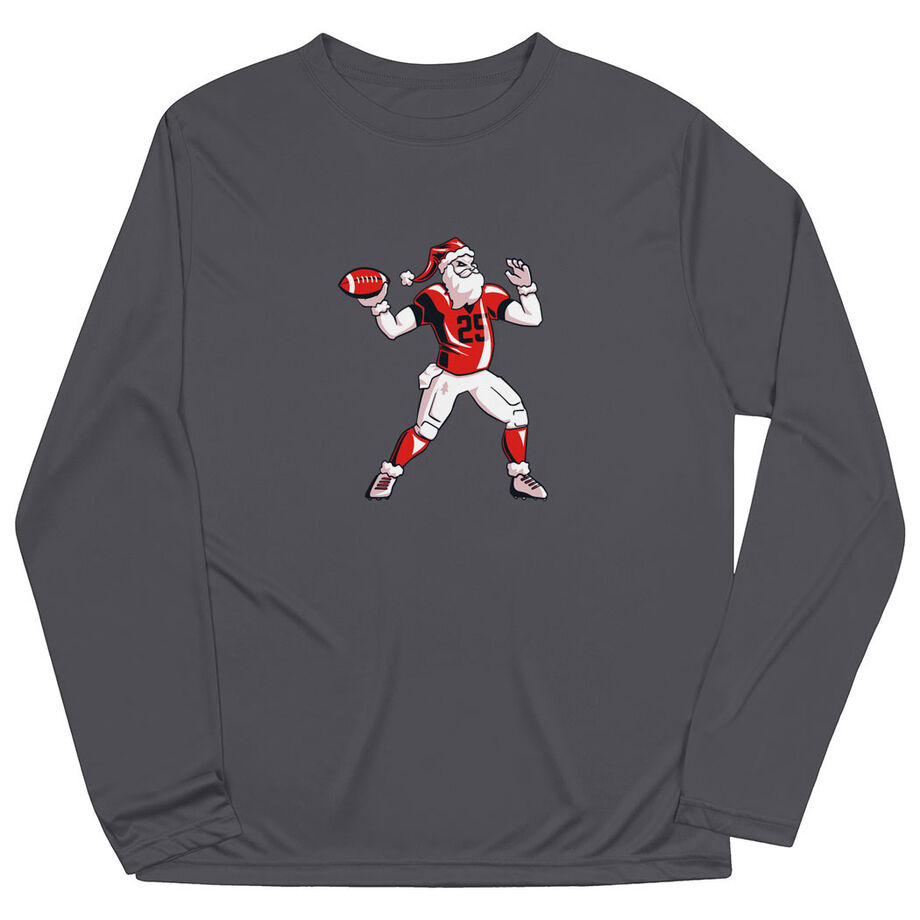 Football Long Sleeve Performance Tee - Touchdown Santa