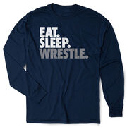 Wrestling Tshirt Long Sleeve - Eat. Sleep. Wrestle [Adult Medium/Navy] - SS
