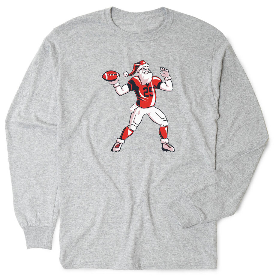 Football Tshirt Long Sleeve - Touchdown Santa