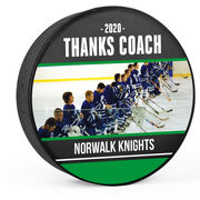 Personalized Hockey Puck - Thanks Coach with Photo (Wide)