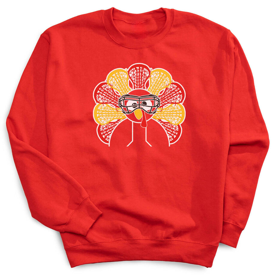Girls Lacrosse Crewneck Sweatshirt - Goofy Turkey Player - Personalization Image