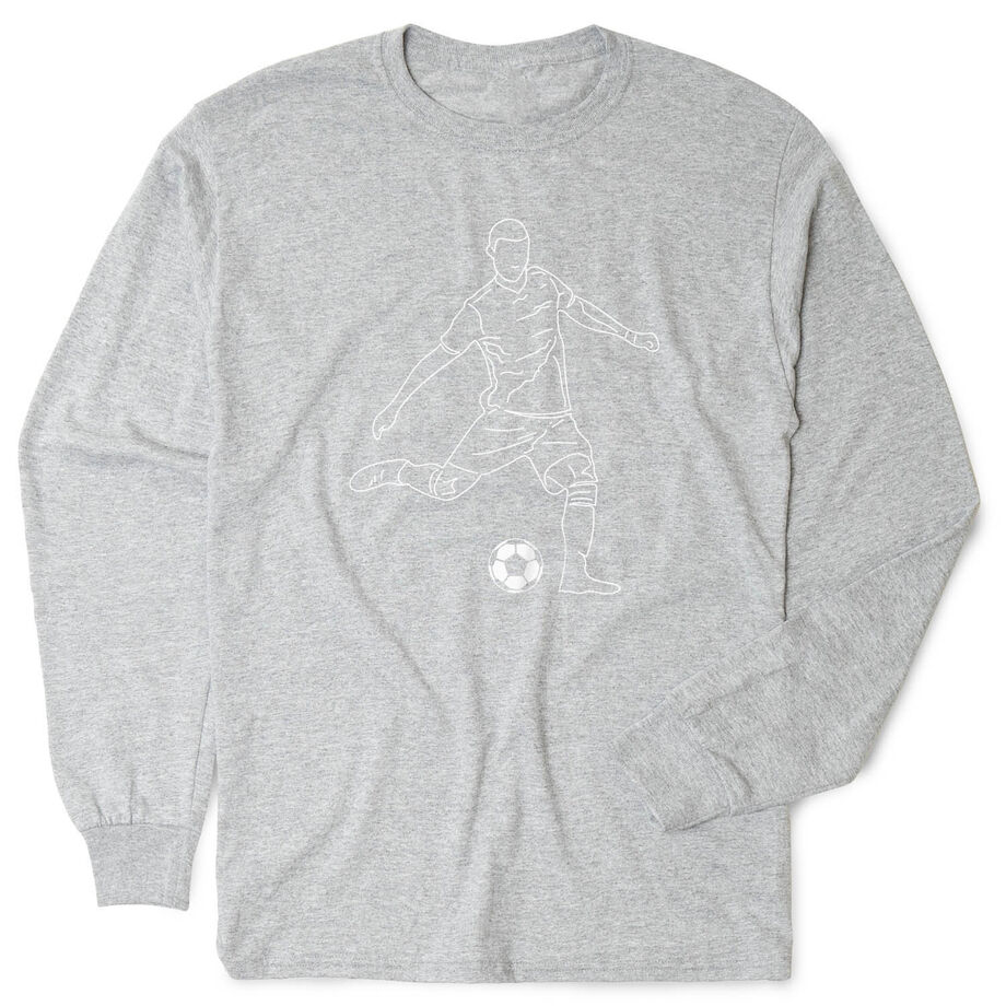 Soccer Tshirt Long Sleeve - Soccer Guy Player Sketch