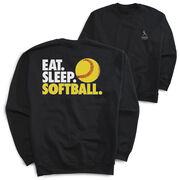 Softball Crewneck Sweatshirt - Eat Sleep Softball (Back Design)