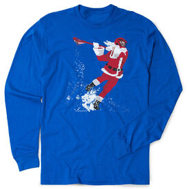 Guys Lacrosse Tshirt Long Sleeve - Santa Laxer