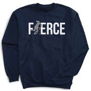 Field Hockey Crewneck Sweatshirt - Fierce Field Hockey Girl with Silver Glitter [Navy/Adult XX-Large] - SS