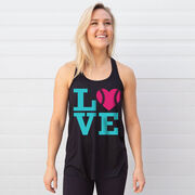Softball Flowy Racerback Tank Top - LOVE Softball Pink Teal