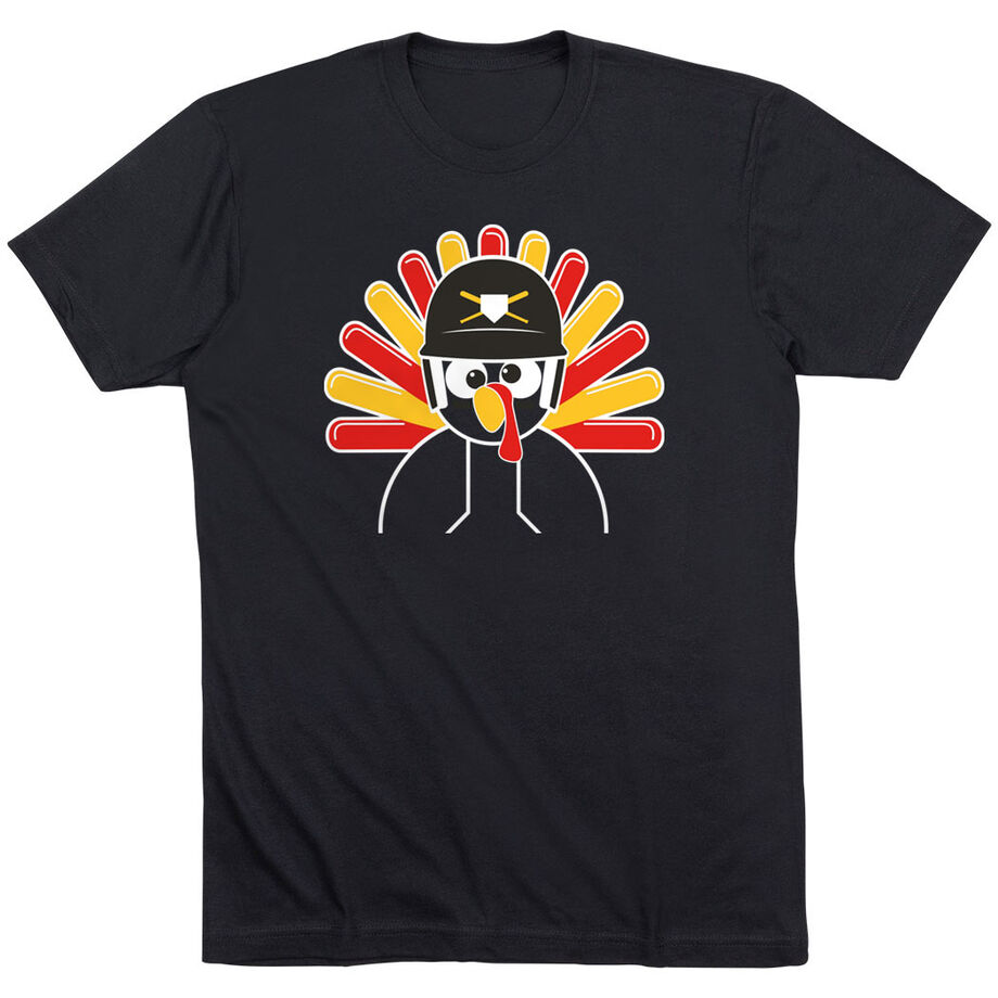Baseball/Softball Short Sleeve T-Shirt - Goofy Turkey Player