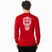 Hockey Tshirt Long Sleeve - My Goal Is To Deny Yours Goalie Mask (Back Design)