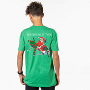 Hockey Short Sleeve T-Shirt - He's Checking It Twice (Back Design) 