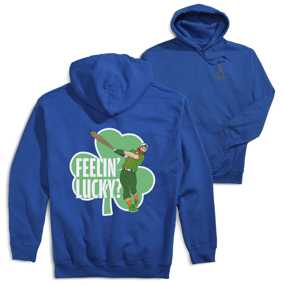 Baseball Hooded Sweatshirt - Feelin' Lucky Baseball (Back Design)