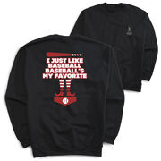 Baseball Crewneck Sweatshirt  - Baseball's My Favorite (Back Design)
