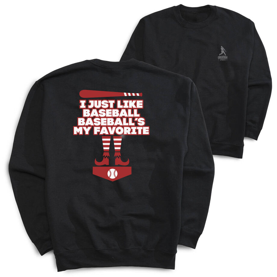 Baseball Crewneck Sweatshirt  - Baseball's My Favorite (Back Design)