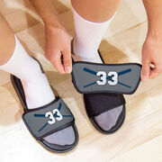 Baseball Repwell&reg; Slide Sandals - Crossed Bats with Numbers