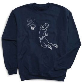 Basketball Crewneck Sweatshirt - Basketball Player Sketch