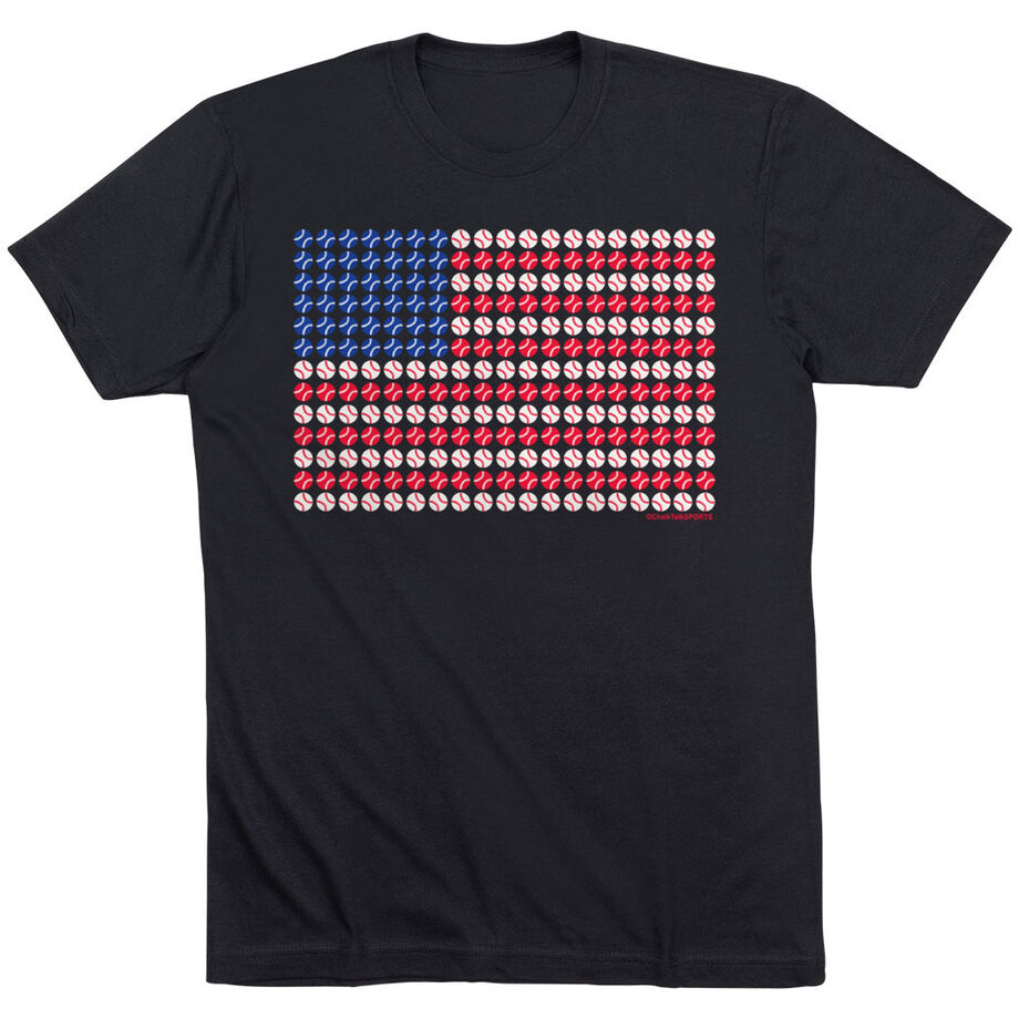Softball/Baseball T-shirt Short Sleeve Patriotic Baseball - Personalization Image