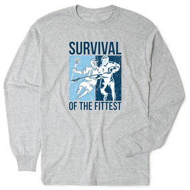 Guys Lacrosse Tshirt Long Sleeve - Survival of the Fittest