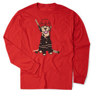 Hockey Tshirt Long Sleeve - Hunter The Hockey Dog
