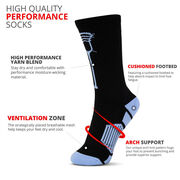 Guys Lacrosse Woven Mid-Calf Socks - Single Stick (Black/Carolina Blue)
