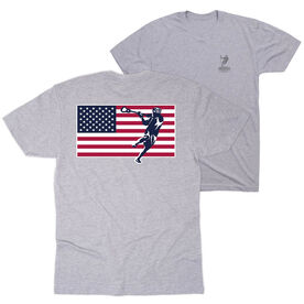 Guys Lacrosse Short Sleeve T-Shirt - Patriotic Lacrosse (Back Design)