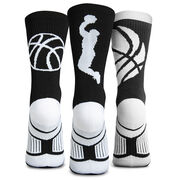Basketball Woven Mid-Calf Sock Set - Stealth
