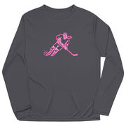 Hockey Long Sleeve Performance Tee - Neon Hockey Girl