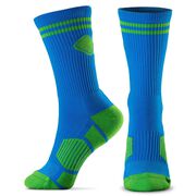 Pickleball Woven Mid-Calf Socks - Crossed Paddles - Blue/Green