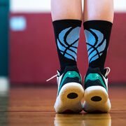 Basketball Woven Mid-Calf Socks - Ball Wrap (Black/Carolina Blue)