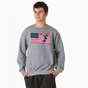 Guys Lacrosse Crewneck Sweatshirt - Patriotic Lacrosse