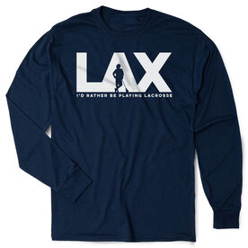 Guys Lacrosse Tshirt Long Sleeve - I'd Rather Lax