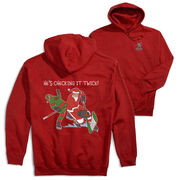 Hockey Hooded Sweatshirt - He's Checking It Twice (Back Design) 