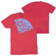 Softball Short Sleeve T-Shirt - Good Girls Steal (Back Design)