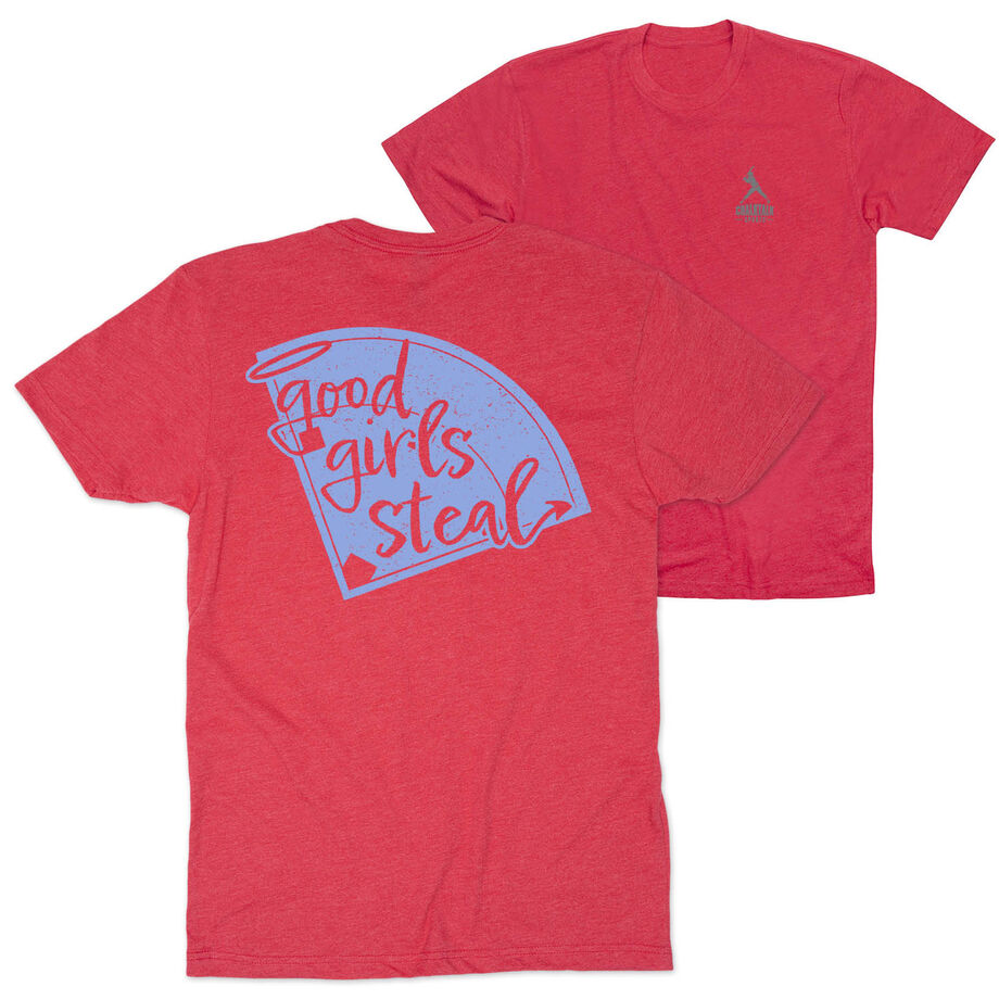 Softball Short Sleeve T-Shirt - Good Girls Steal (Back Design)