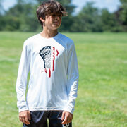 Guys Lacrosse Long Sleeve Performance Tee - Patriotic Stick