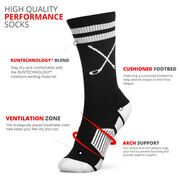 Hockey Woven Mid-Calf Socks - Classic Stripe Crossed Sticks (Black/White)