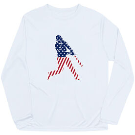 Baseball Long Sleeve Performance Tee - Baseball Stars and Stripes Player