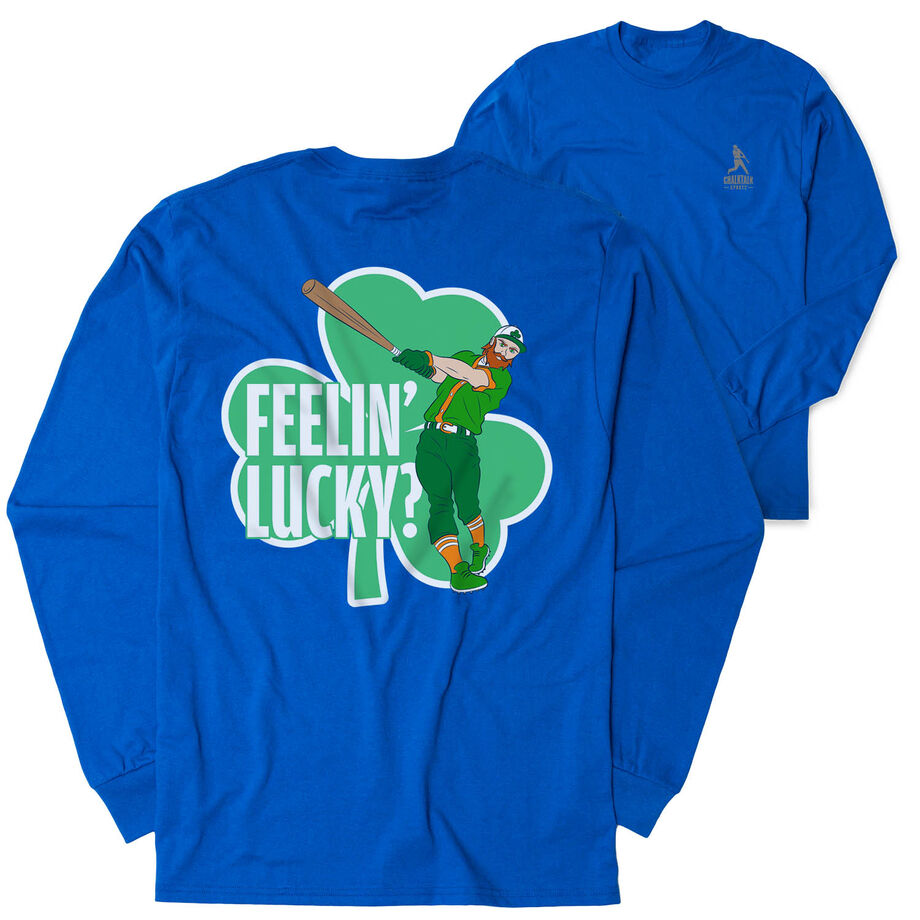 Baseball Tshirt Long Sleeve - Feelin' Lucky Baseball (Back Design)