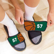 Basketball Repwell&reg; Slide Sandals - Ball and Number Reflected