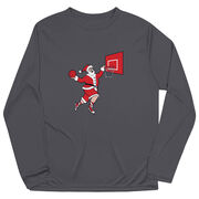 Basketball Long Sleeve Performance Tee - Slam Dunk Santa