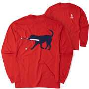Baseball Tshirt Long Sleeve - Navy Baseball Dog (Back Design)