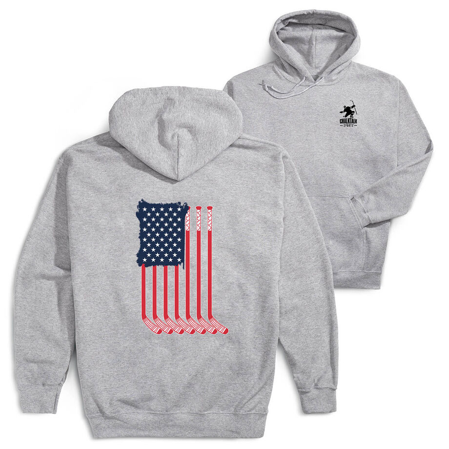 Hockey Hooded Sweatshirt - USA Sticks (Back Design)