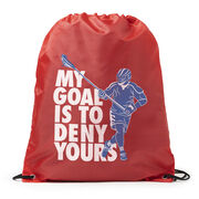 Guys Lacrosse Drawstring Backpack - My Goal Is To Deny Yours Defenseman